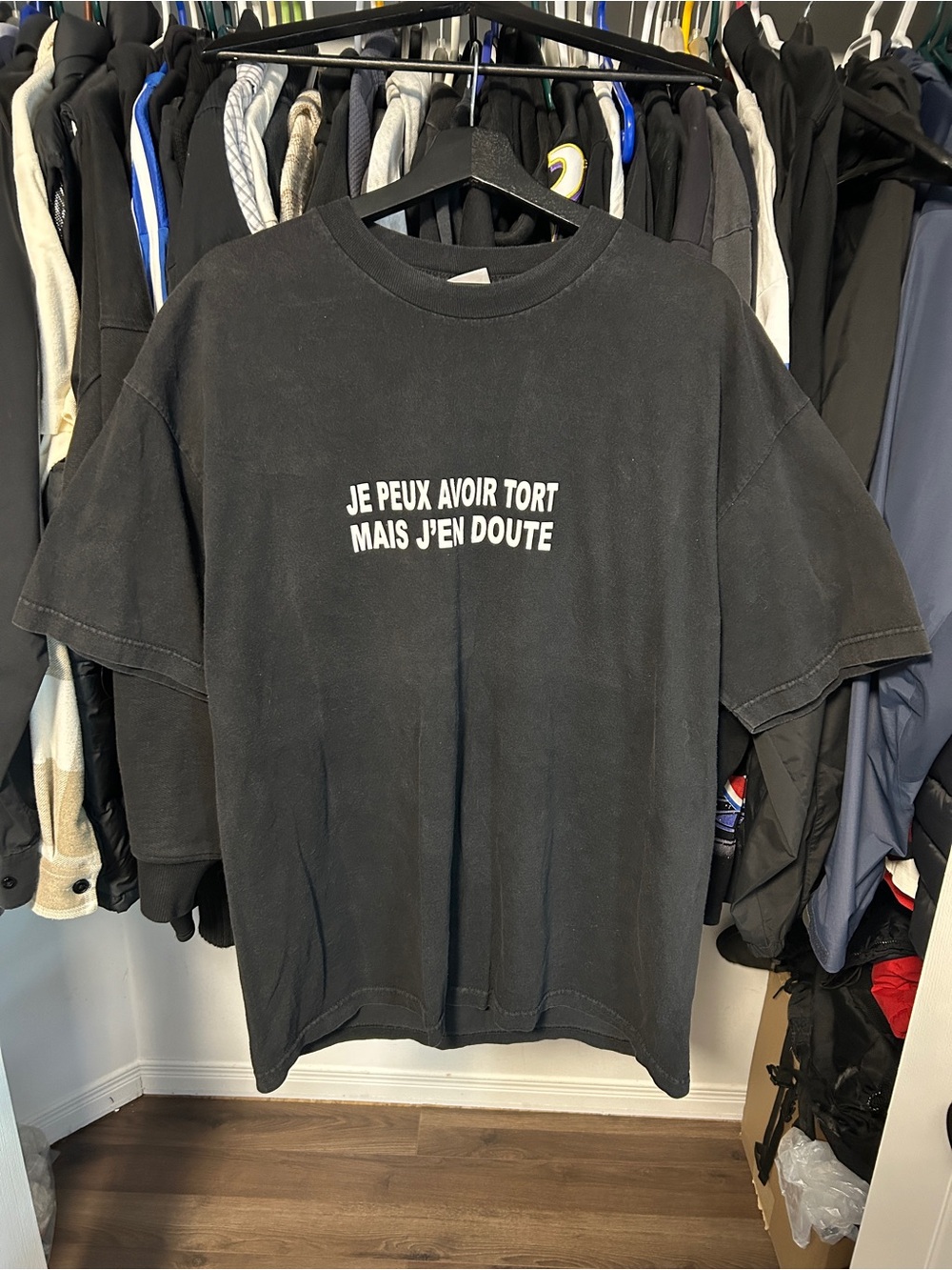 Black Funny French Tee "JE PEUX AVOIR TORT MAIS J'EN DOUTE" Size XL